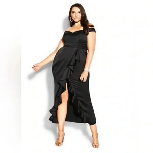 City Chic hypnotize black maxi dress size L/20